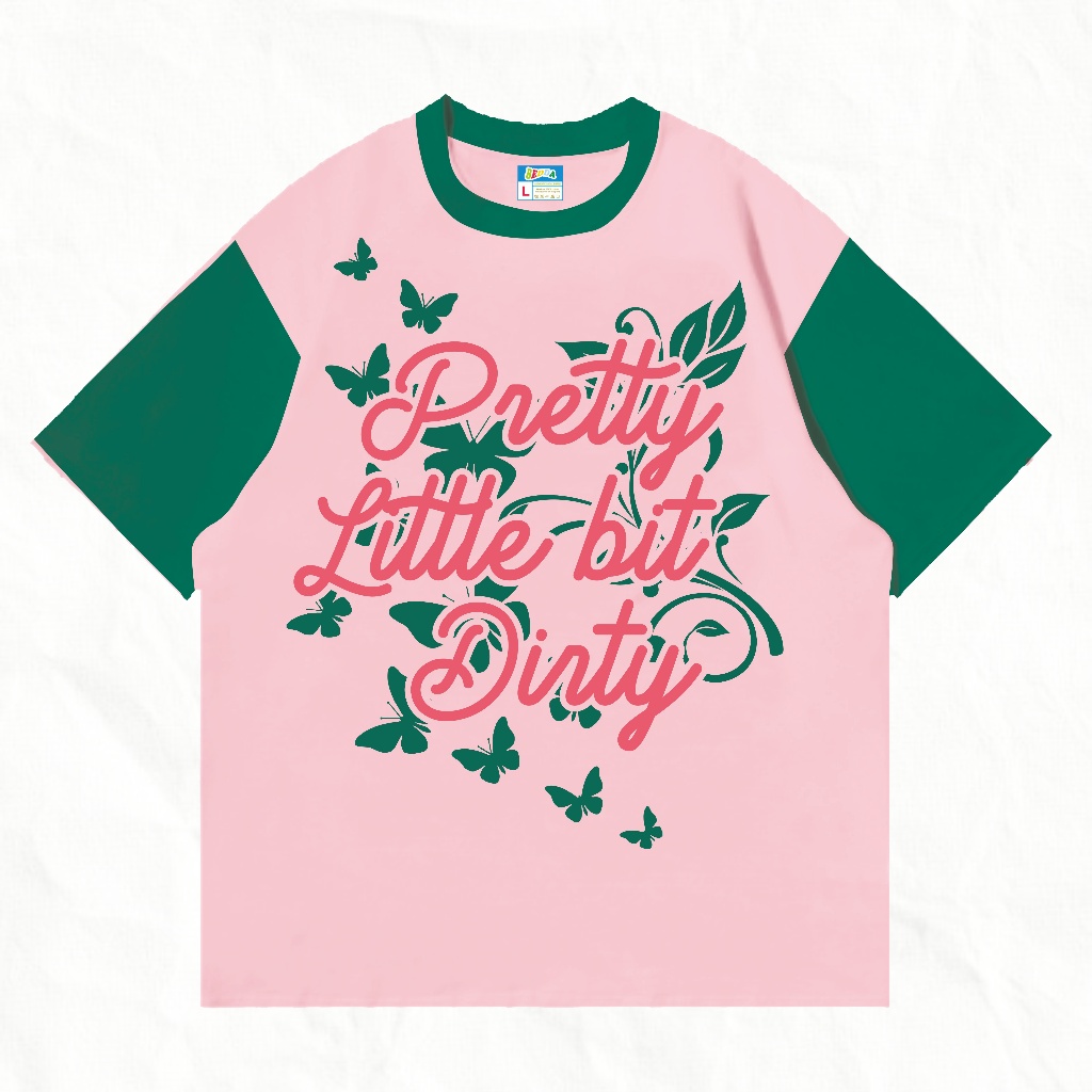 Bedda Pretty Dirty Tshirt Colour Block Pink Green Cotton 24s