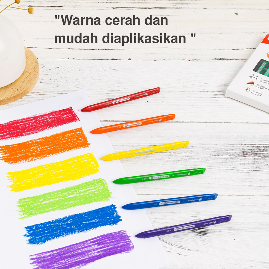 

Sale Deli Plastic Crayon / Krayon Plastik 12/18/24 Warna Triangular Tahan Lama Non-Toxic EC200X0 Produk Keren