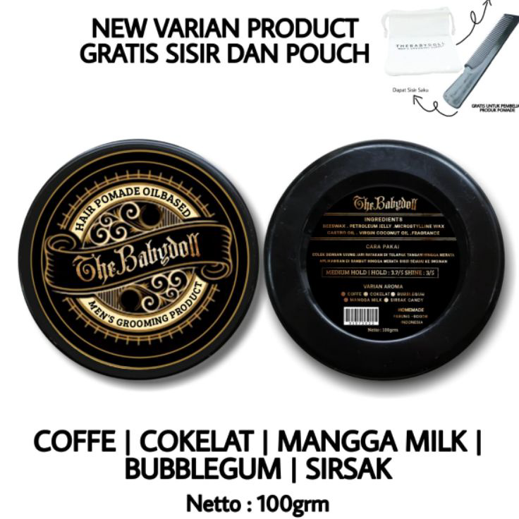 PWKM7892 Pomade Oilbased Medium hold thebabydoll 100grm grosir murah