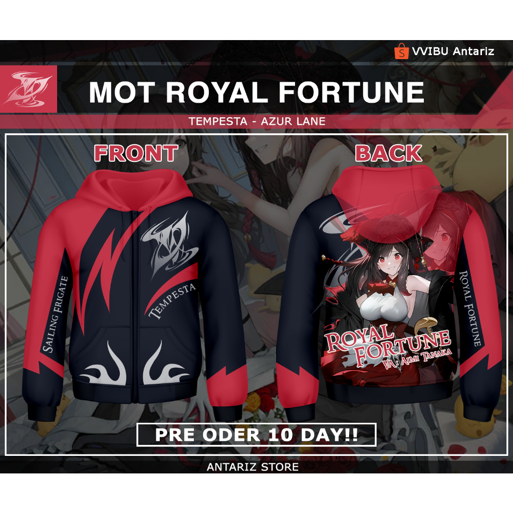 Jaket Hoodie Fullprint Anime Azur Lane MOT Royal Fortune