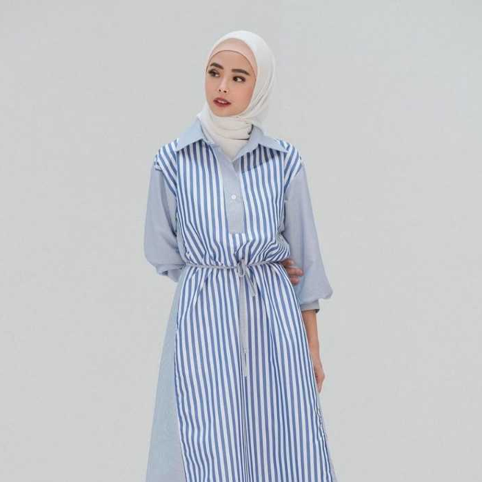 Daily Midi Maxi l Dress Midi Maxy Wanita Remaja Basic OOTD Korean Style Matt Cotton Salur Premium Fashion Terlaris
