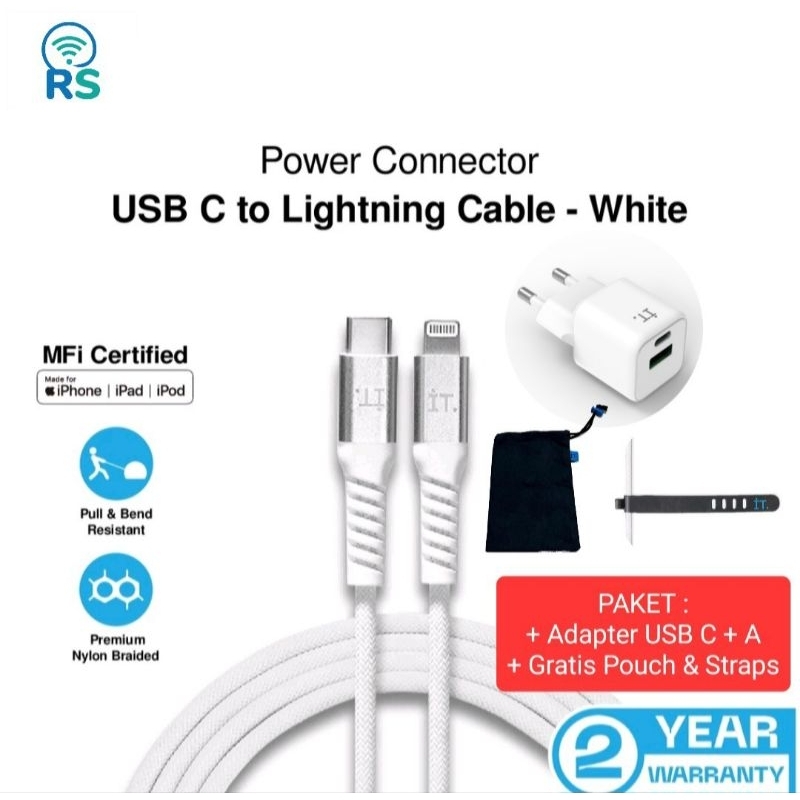 iT Plug 30 Cube 30w Adapter + Cable USB-C to L Lightning PAKET Charger iPhone iPad iPod Airpods Baru