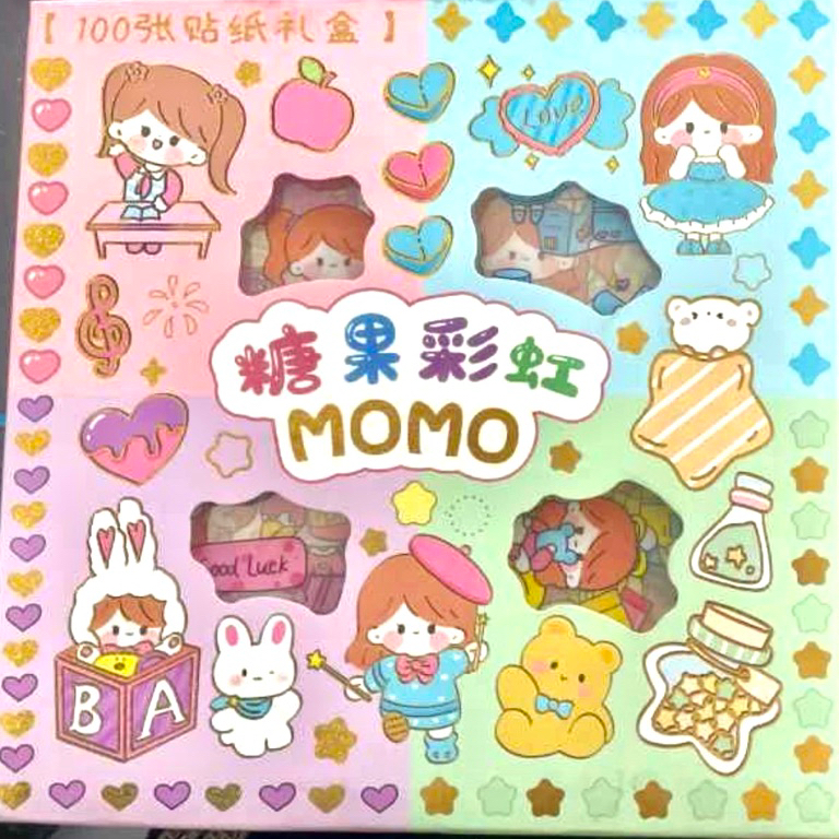 

GROSIR STIKER MOMO ISI 100pc MOTIF RANDOM KEMASAN BOX BARANG READY STCOK