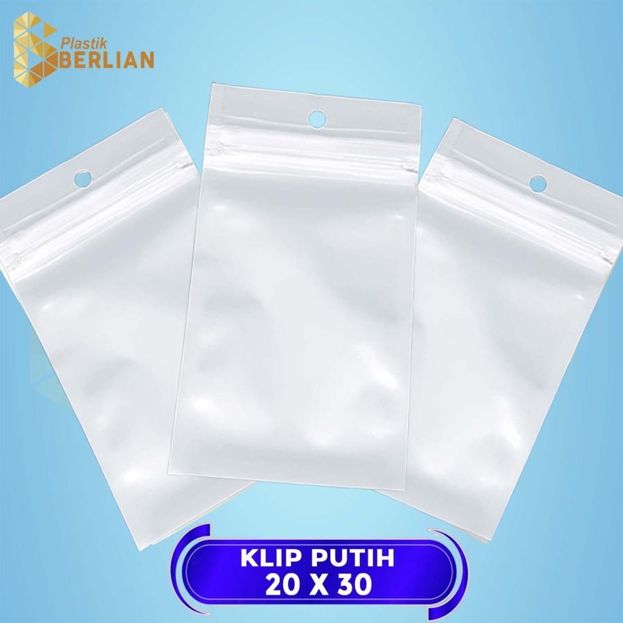 20 X 30 cm Plastik Klip putih / Plastik ZIPLOCK (100 lbr)