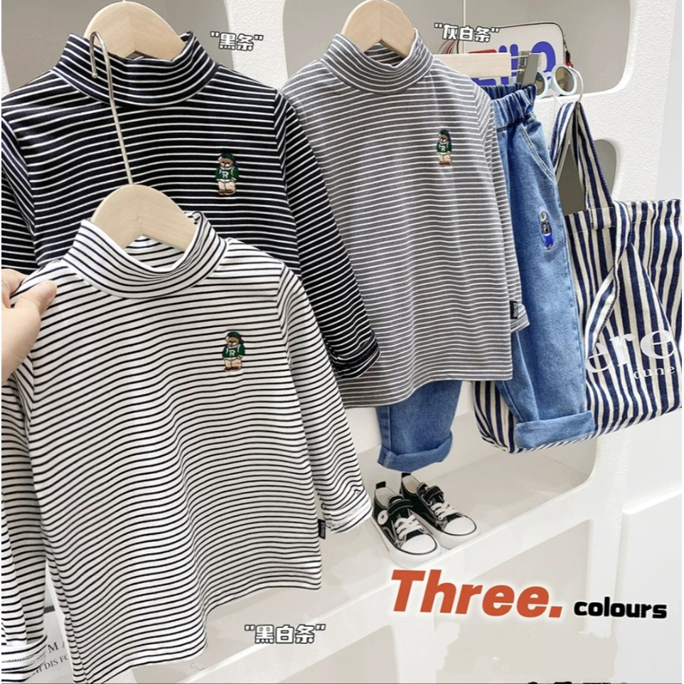 CT409 Baju Atasan Beludru Kerah tinggi Unisex Anak Laki-laki & Perempuan