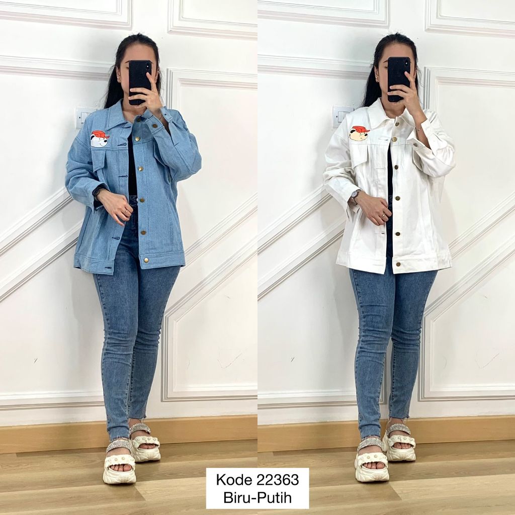 22363 OUTER JAKET BEAR COOL MOTIF SABLON BAGIAN PUNGGUNG VARIASI MOTIF BORDIR DEPAN TANGAN PANJANG W