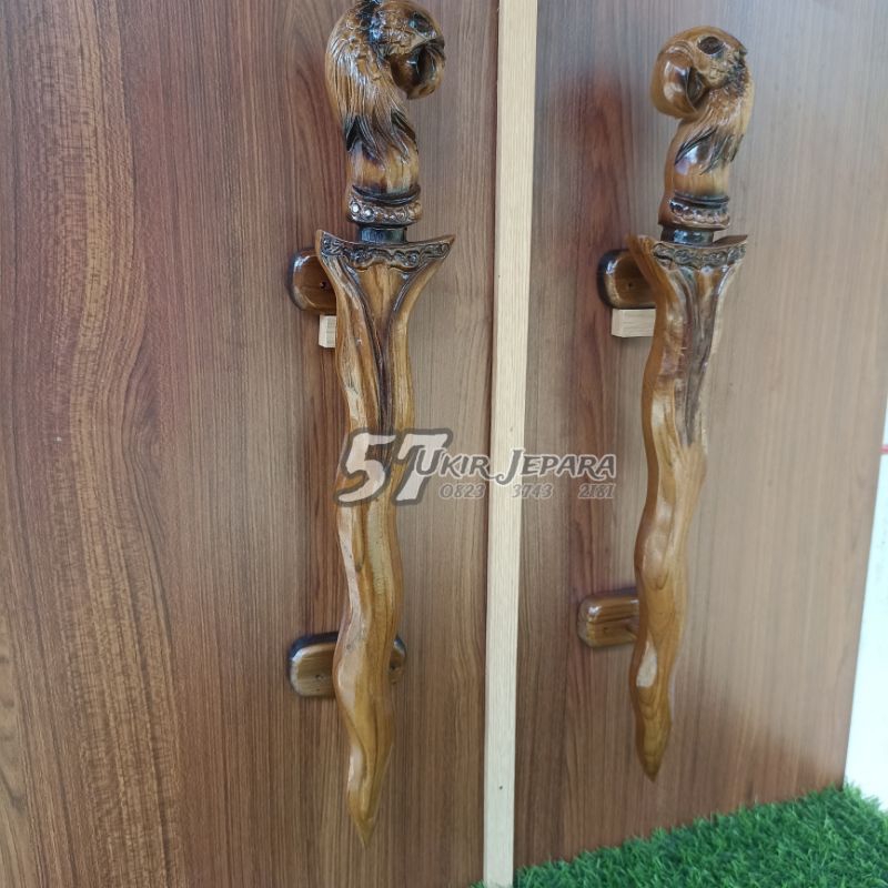 (Keris) Handel, handle, tarikan, gagang, jati, ukir, Tarikan pintu ukir jepara - Handle rumah katu j