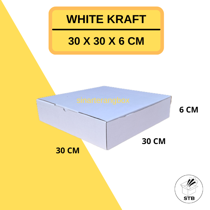 

30 X 30 X 6 CM KARDUS BOX PUTIH DIE CUT WHITE KOTAK PACKING AKSESORIS BAJU MAKANAN PIZZA HIJAB KUE KADO HAMPERS E FLUTE