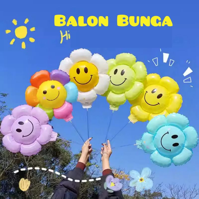 Balon Bunga Matahari/Balon Foil Bunga Jumbo/Balon Stik Matahari