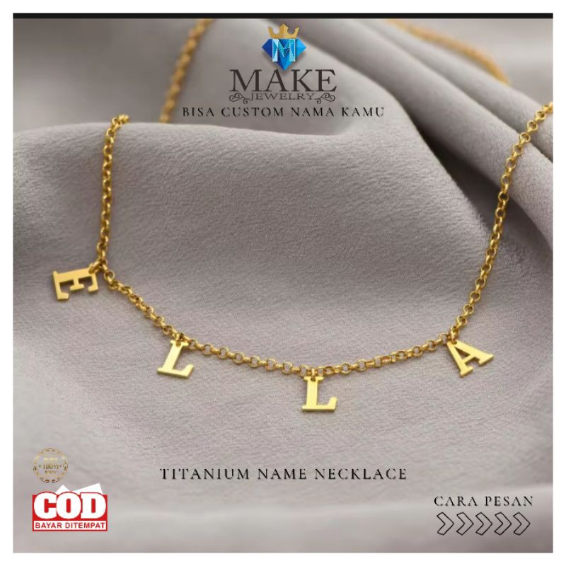 Make Kalung Nama Custom Titanium Anti Karat Anak dan Dewasa