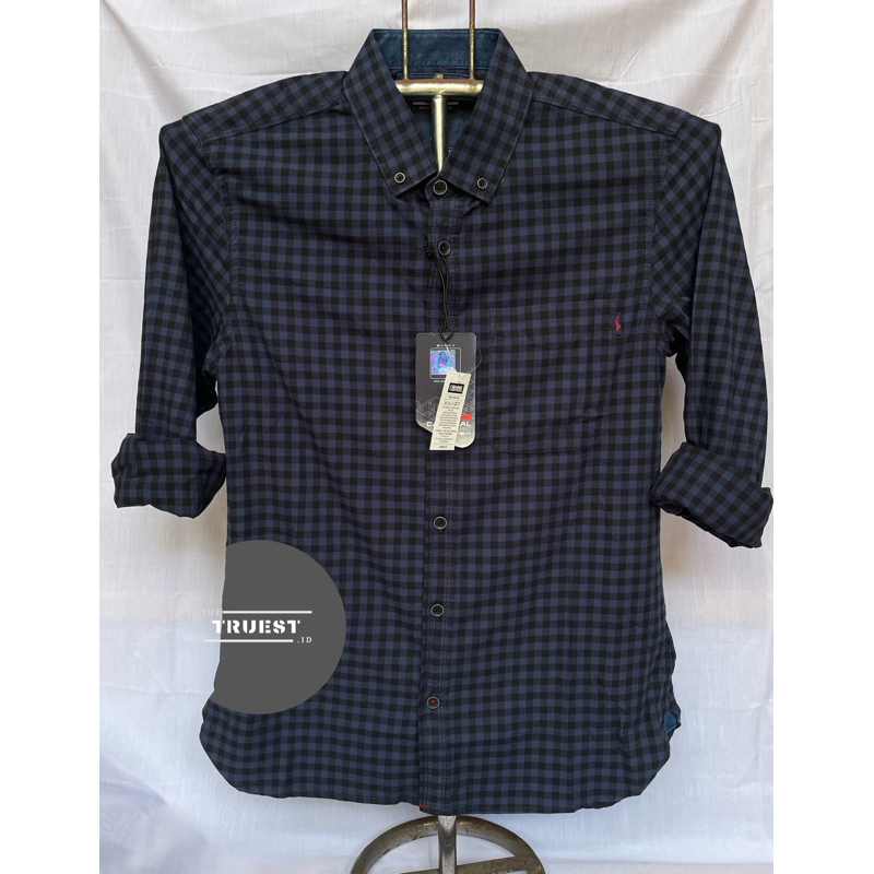 Kemeja Cardinal Original Lengan Panjang Kotak Kecil Warna Navy | Kemeja Pria Cardinal Original Navy 