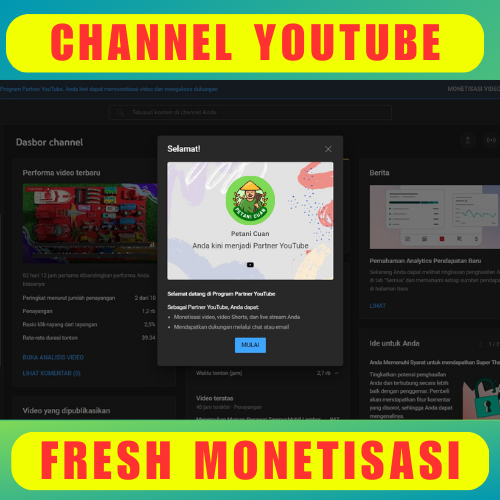CHANNEL YOUTUBE SUDAH MONETISASI (FRESH) TINGGAL PAKAI AKUN YT MONET