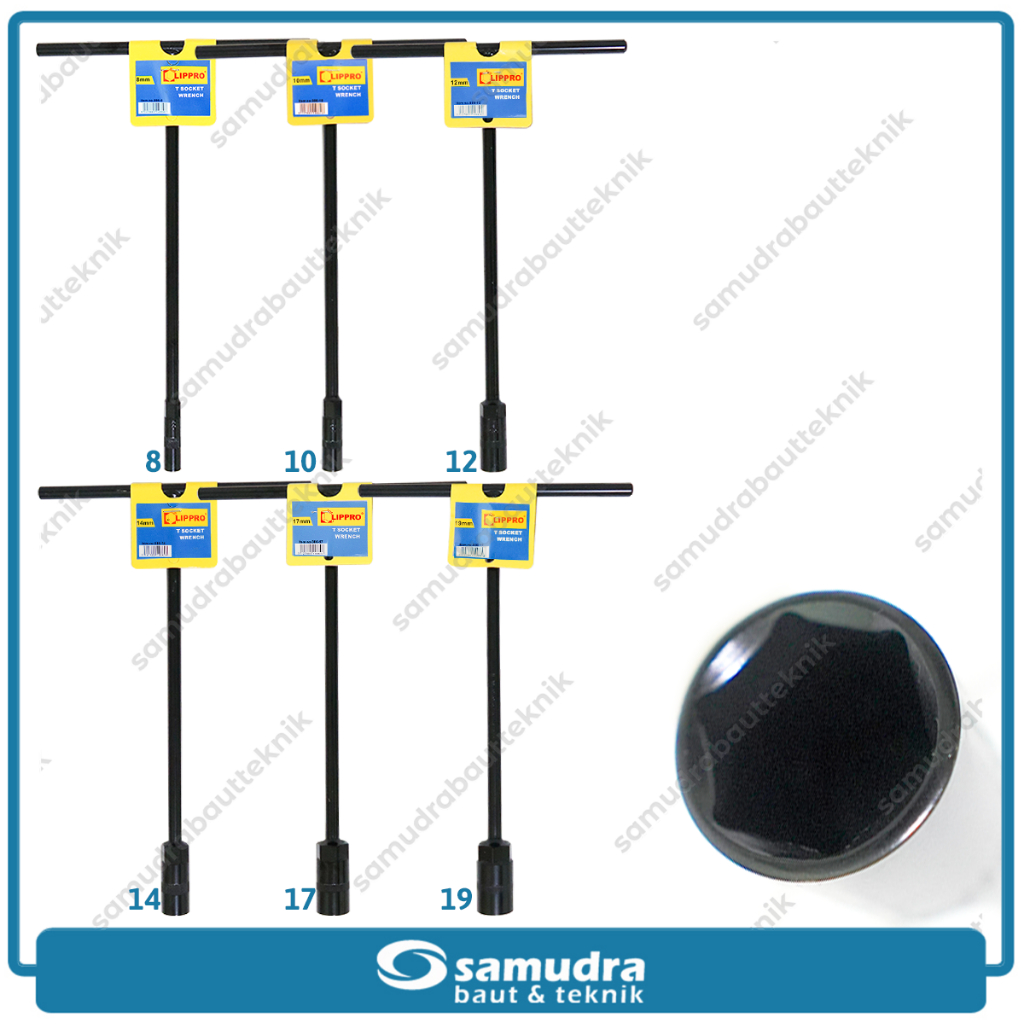 LIPPRO 6 SET KUNCI SOK T HITAM 8 - 10 - 12 - 14 - 17 - 19 MM