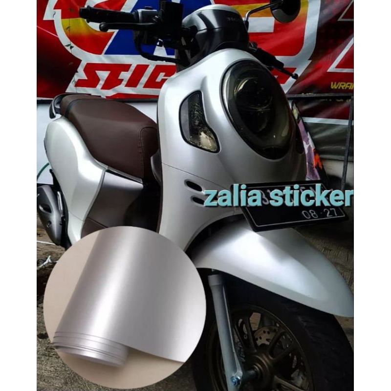 STIKER SKOTLET MOTOR WARNA SILVER GLOSSY DAN DOFF