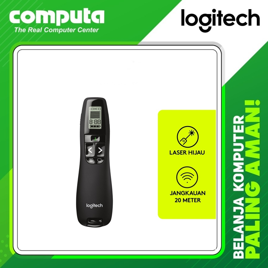Logitech R800 Remote Pointer Presentasi Wireless Laser Hijau