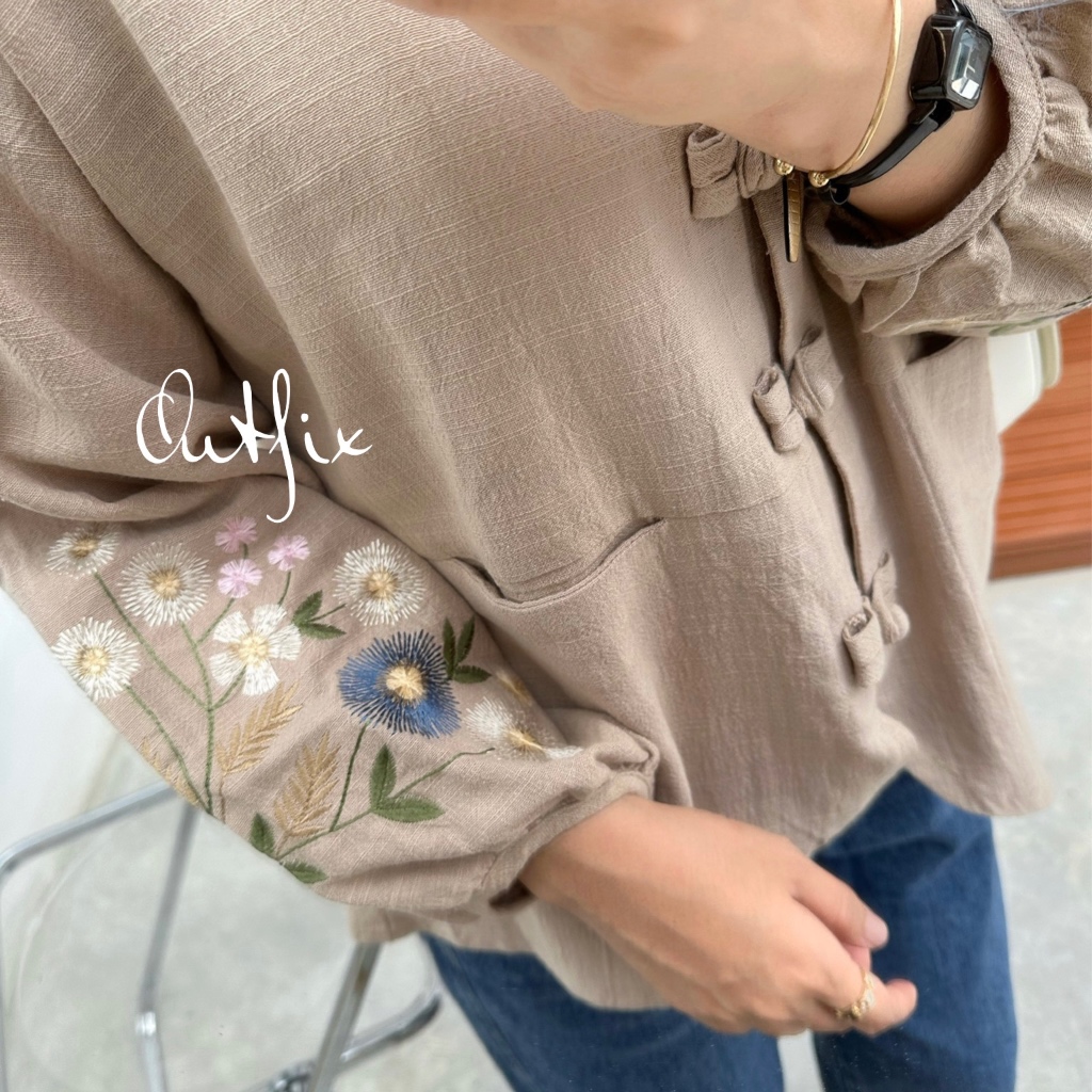 Hanzy Linen Blouse | Blouse Bordir