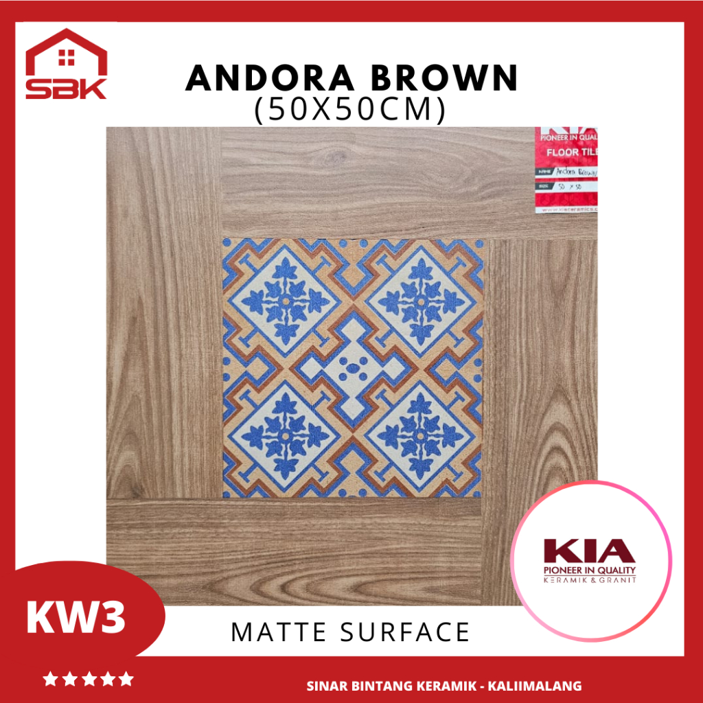 Keramik Lantai Motif Kayu 50x50 Andora Brown