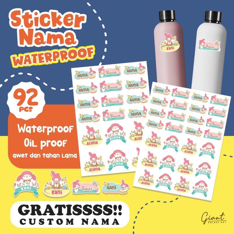 

[GIANTPALACE] 92PCS STICKER LABEL NAMA ANAK WATERPROOF OILPROOF AWET TAHAN LAMA STIKER BUKU ANAK BACK TO SCHOOL