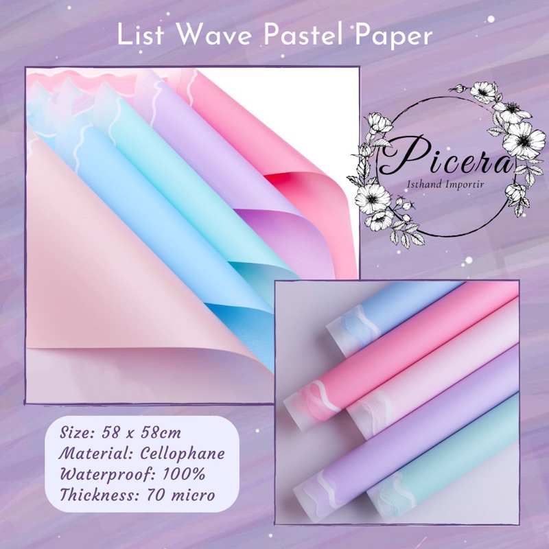 NEW Flower Wrapping Paper Korean Candy Wavy List Cloud Wave Pastel Cellophane Waterproof Kertas Bungkus Pembungkus Bouquet Bunga Gelombang Anti Air