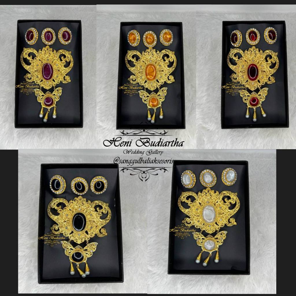 Set Bros Alpaka Kebaya Bali Aksesoris Perhiasan Baju Adat