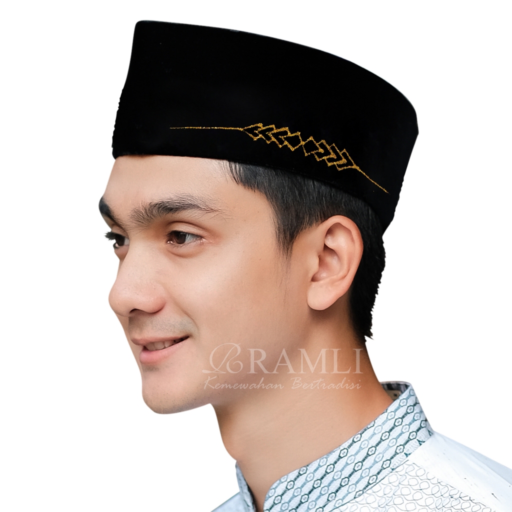 Peci Kopiah Lukis Songkok Hitam Motif Lukis Ghufa