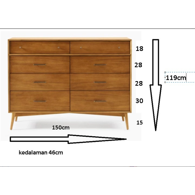 WIDURA STORAGE DRAWER LEMARI LACI MINIMALIS KABINET LACI KAYU JATI Benwoodjati