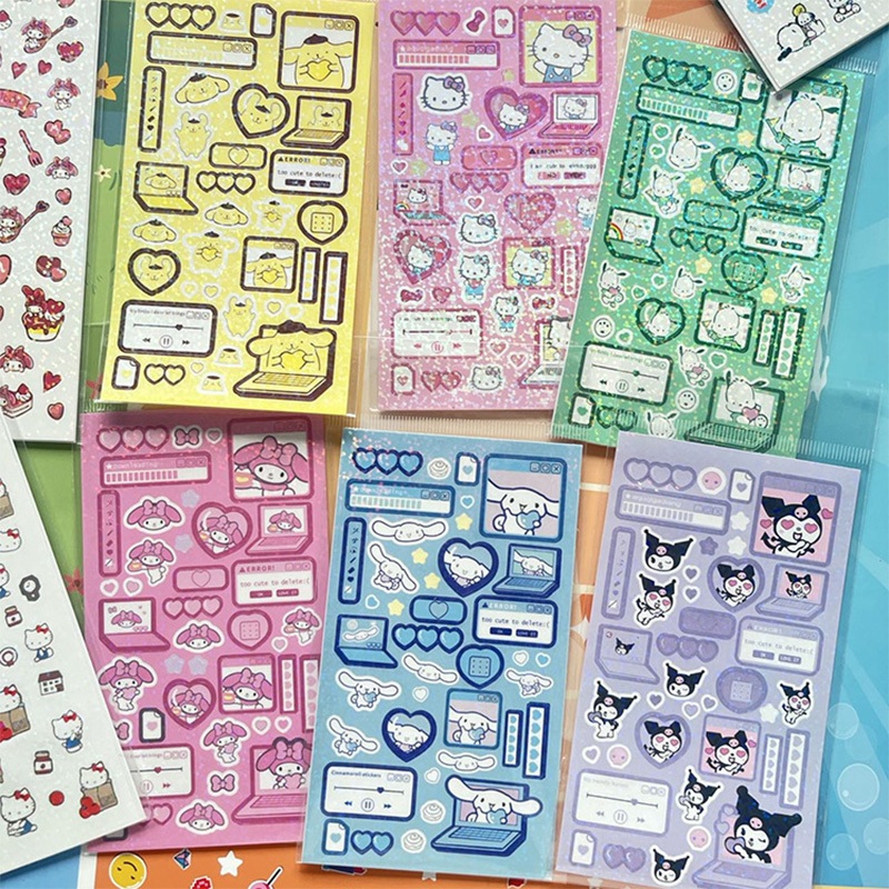 

✨COD Sanrio Aesthetic Waterproof Sticker Stiker Kartun Lucu Stiker Buku Pegangan Set GS