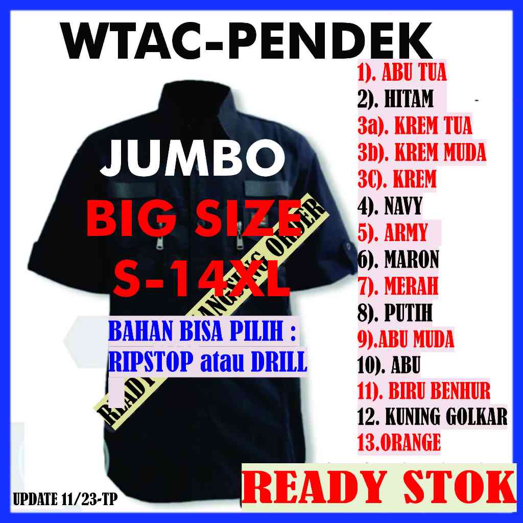 KEMEJA BAJU TACTICAL TAKTIKAL WTAC W-TAC W TAC TANGAN LENGAN PENDEK PDL PDH PNS RESKRIM LAPANGAN KER