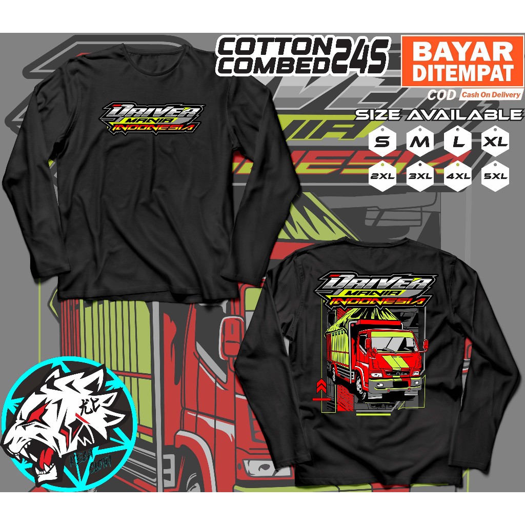 Kaos Lengan Panjang Driver Mania Indonesia Big Size Jumbo Baju Truck Canter