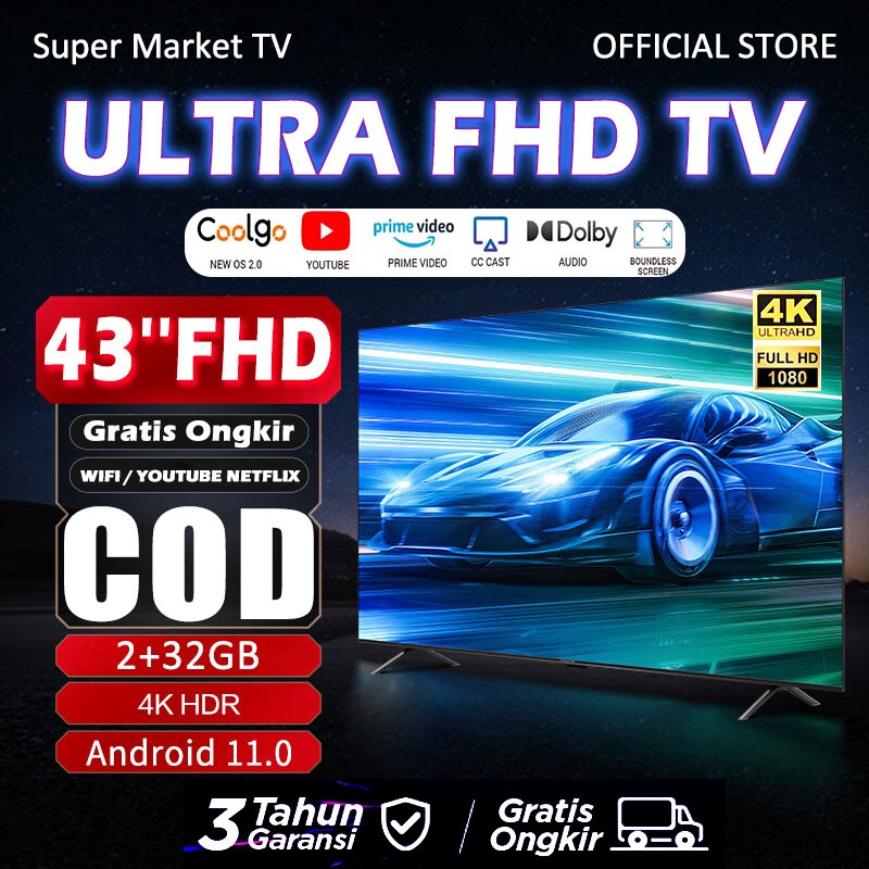 ALDO TV 43 inch Smart TV LED Android Full HD Televisi tv 43 inch android tv 4k tv murah cuci gudang