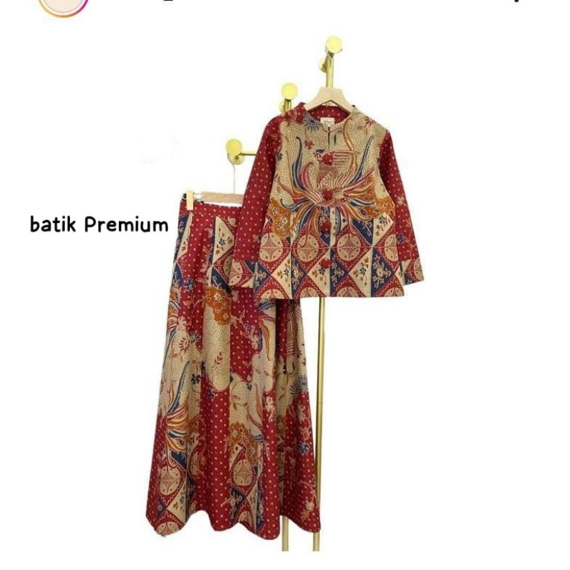 Blus Wanita + Rok Setelan Batik Premium Solo