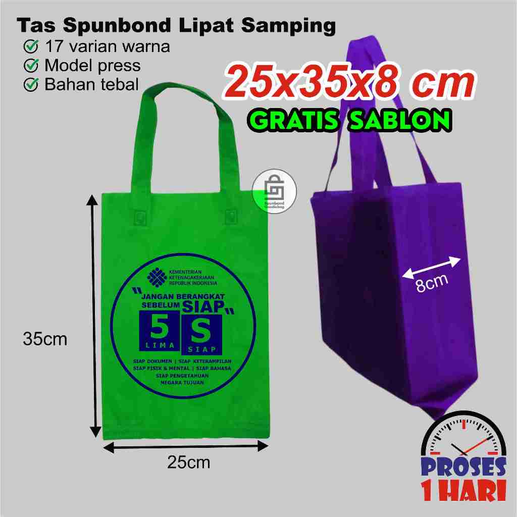 

Goodie Bag Tas Spunbond Tali 25x35x8 cm Gratis Sablon
