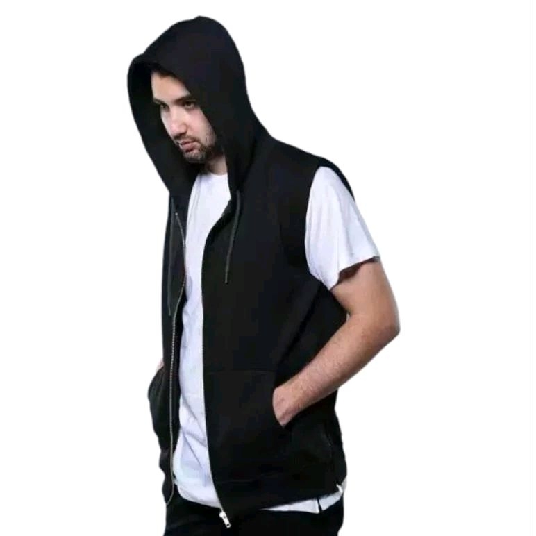 jaket pria rompi hoodie vest zipper