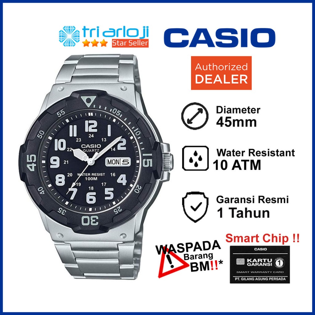 CASIO MRW-200HD-1BVDF Jam Tangan Pria Stainless Steel MRW-200HD-1B MRW200HD