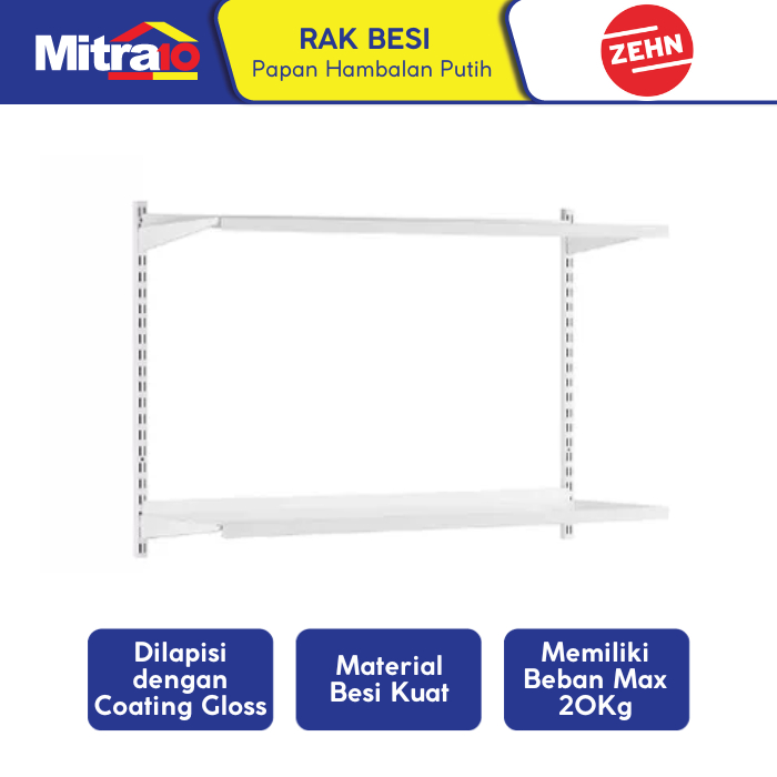 Rak Besi Papan Hambalan Putih - Set, DIY Shelf - Zehn