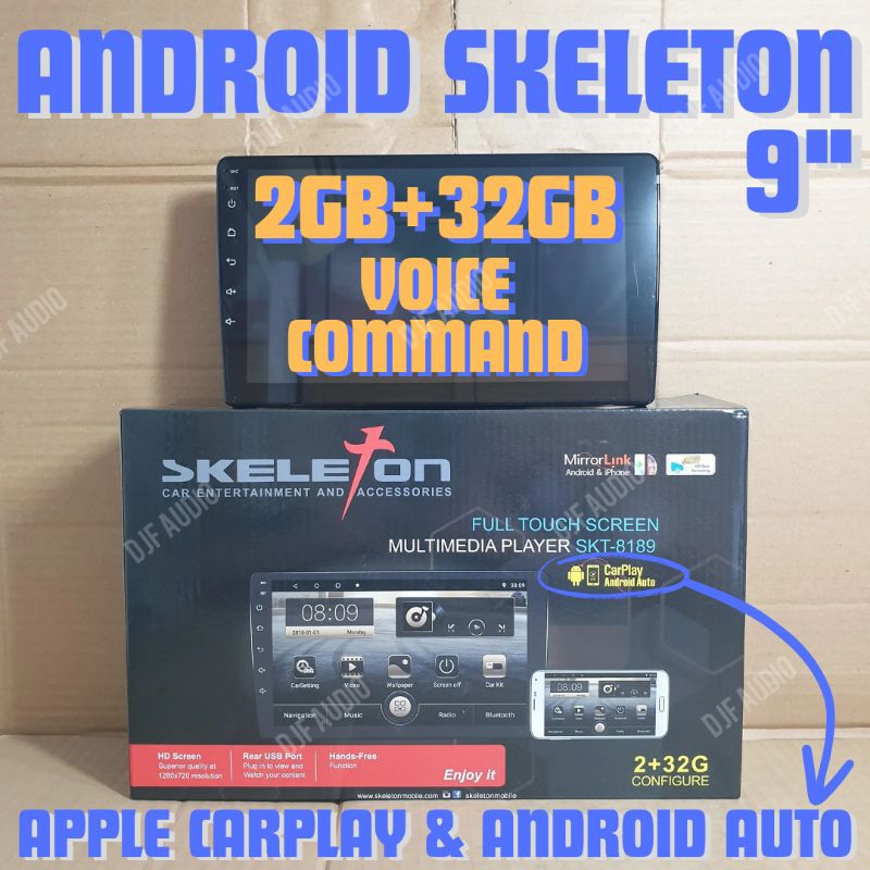 Head Unit Android Skeleton SKT 8189 - Layar 9" - 9 Inch  - 2+32GB - 2/32GB  - Voice Command - Wifi -