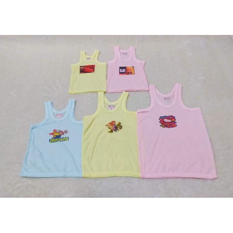 isi 12pcs singlet sablon warna karakter premium