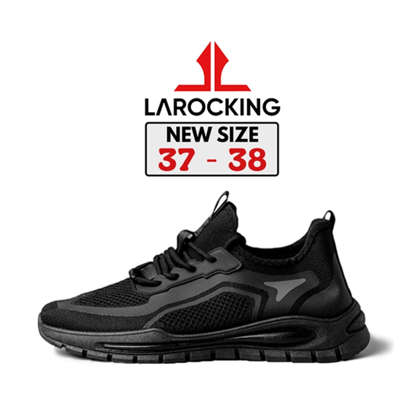 	 Larocking - Eclipse Hitam Polos | Sepatu Sneakers Running Gym Shoes	