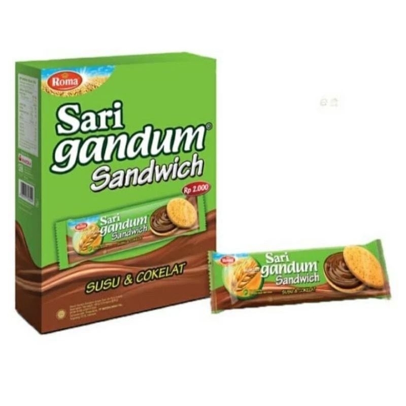

Roma Sari Gandum rasa cokelat 12 bks x 36 gr