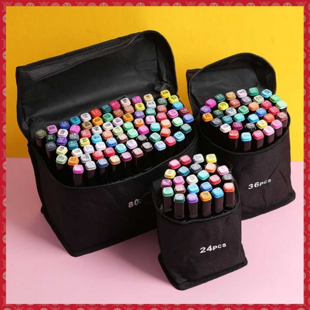 

WWEN Stabilo Spidol Warna Sketsa Umum Dua Sisi Kepala Tulis Luas dan Halus Pena Pensil Double Headed General Touch Marker Pen Animation Set Markers Dual Side Fine Art Brush Twin Market Set 24pcs, 48pcs, 80pcs All In One Multi Color