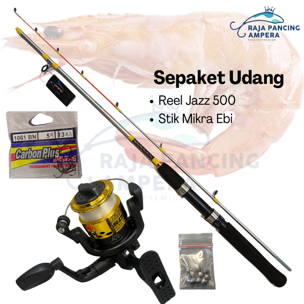 Sepaket Alat Mancing Udang Murah | Set Pancing Udang Siap Pakai Joran Reel Senar Kail Pancing Murah