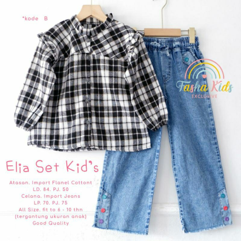 Elia set kids setelan anak perempuan usia 6-10tahun