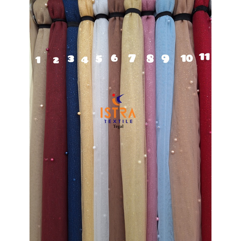 Kain TILE/Tille/Tulle MUTIARA GLITTER Premium / Pearl  Premium Exclusive Pearls