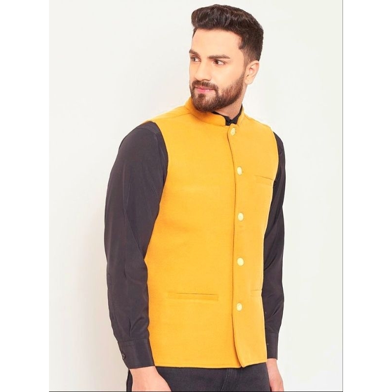 Rompi Pakistan Pria Vest Muslim Warna Kuning