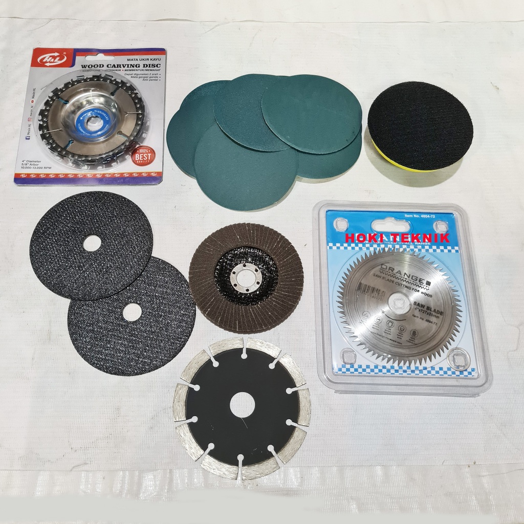 Paket Komplit Mata Potong Gerinda Kayu Poles 4 inch