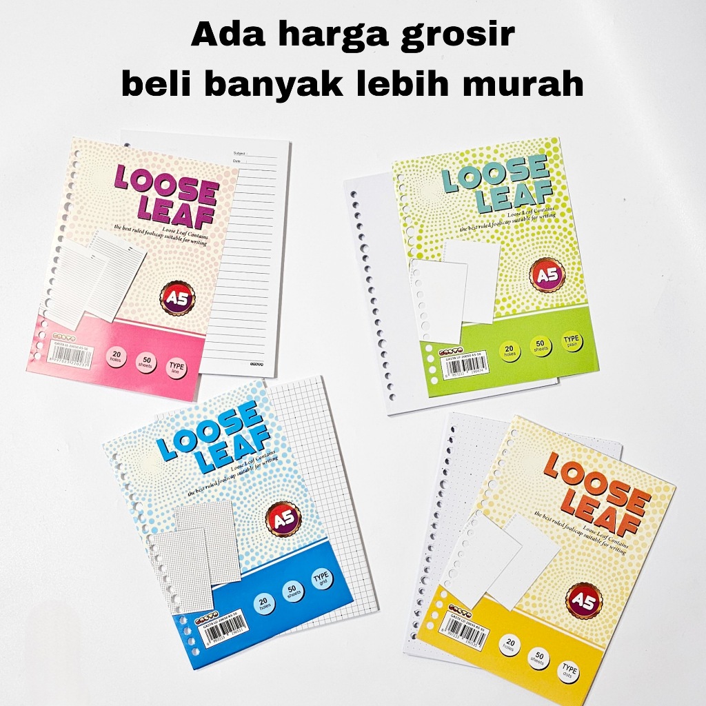

GG Loose Leaf GASTA A5-20 Ring 50 lbr / Kertas Binder/Isi Binder