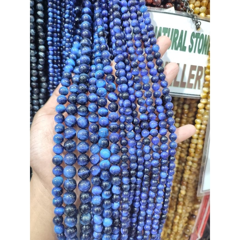 Manik Batu Alam Asli Tiger Eye Biru Tiger Eye Blue Natural Stone DIY Stone High Quality