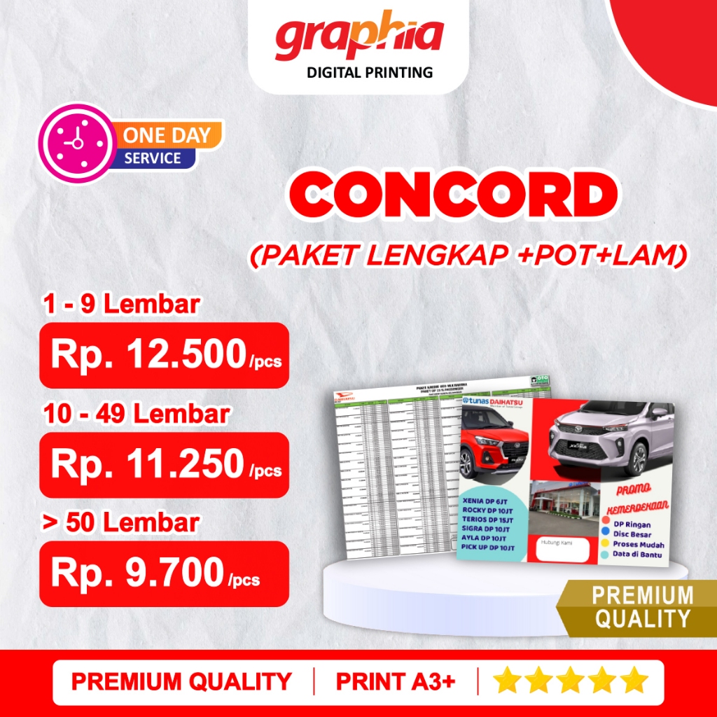 

Print Fancy Paper - Concord + Laminasi + Potong Biasa A3+