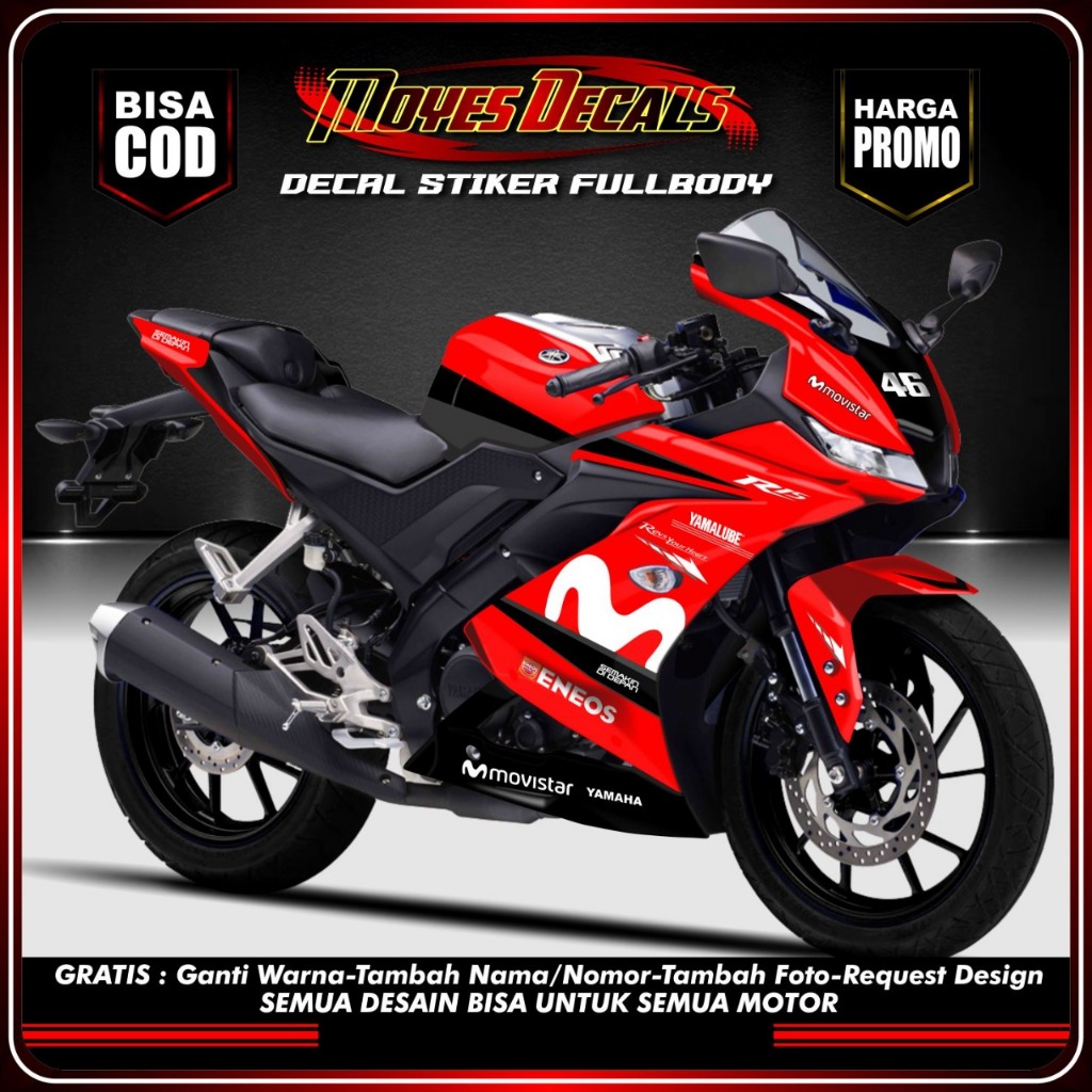 Decal Yamaha R15 V3 Stiker Yamaha R15 V3 Fullbody Yamaha R15 V3 Design Modif Movistar