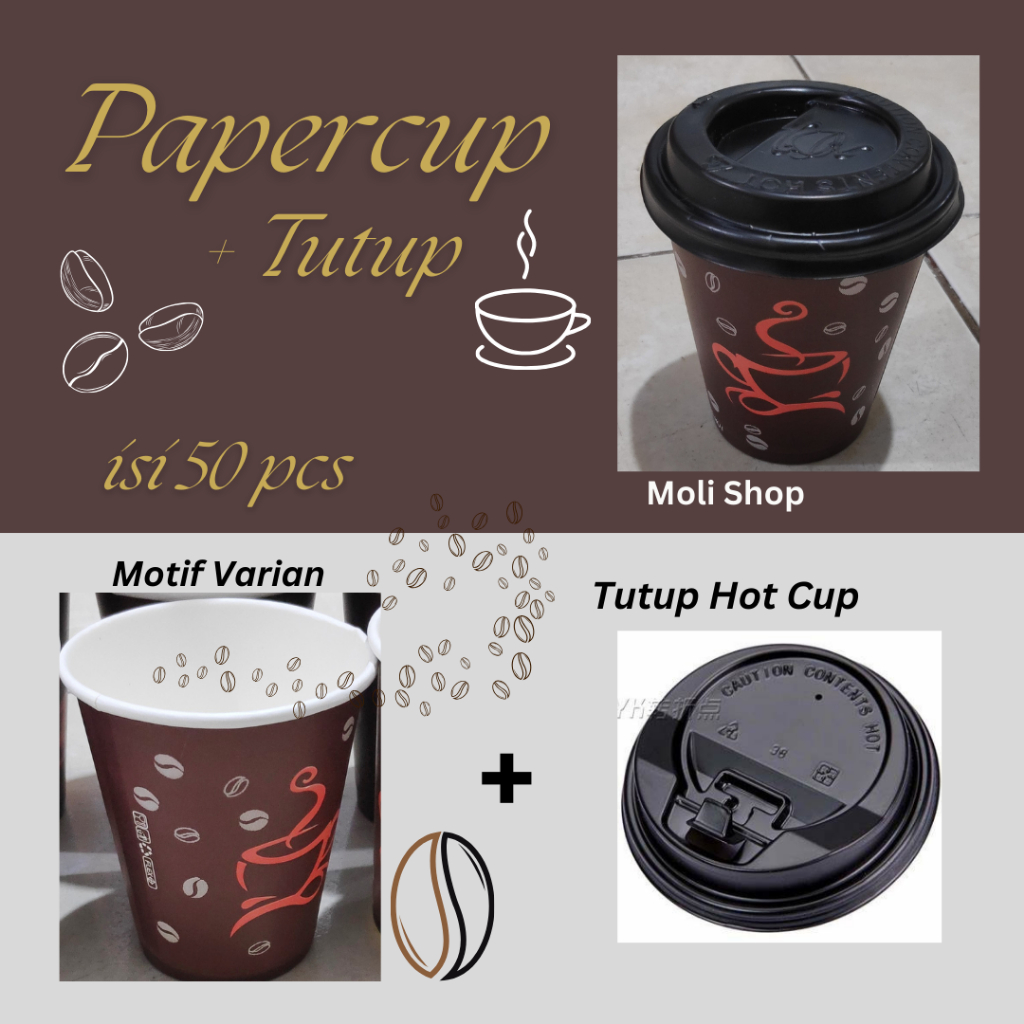 GELAS KOPI + TUTUP - papercup/Paper cup - gelas kertas - Hot cup